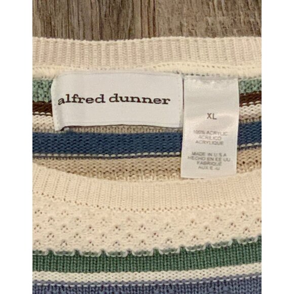 Alfred Dunner Striped Short Sleeve Knit Top Blue Green Lightweight Sweater Sz XL - Picture 6 of 12